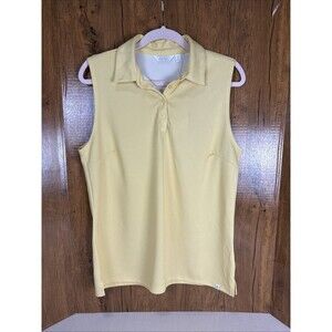 Lady Hagen Women's Jacquard Sleeveless Polo Shirt Golf Athletic Yellow Large